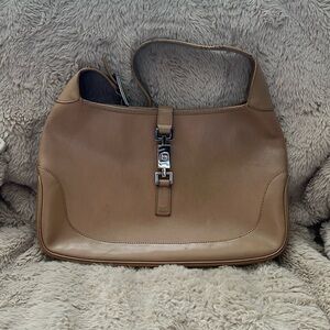 Vintage Gucci Jackie Beige Leather Bag